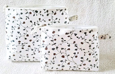 Ikea Vanity/Makeup/Toiletry Bags. White/Multi Floral Design x 2.