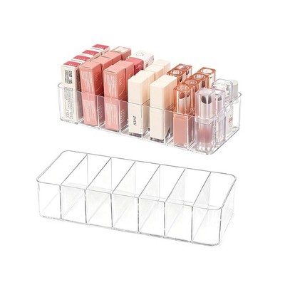 2 Pack Clear Acrylic Makeup Organizers, 7-Section Bathroom Organizer for Draw...