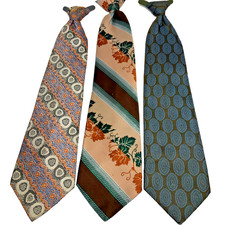 Vintage Clip-On Tie 3 Geometric Retro 60s Monte Carlo Golf Happy Gilmore FLAW