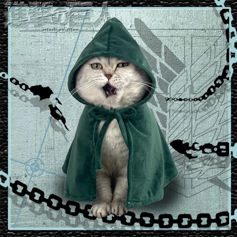 Capa cosplay Attack On Titan Wing of Freedom mascota gato perro franela capa Halloween Foto 4 de 4