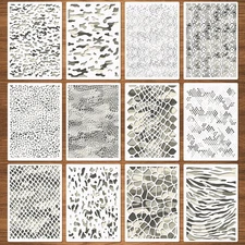 12 Pcs Camo Print Stencils, Large Camouflage Stencils for Spray Paint Reusabl...