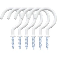 Screw-in Vinyl Coated Ceiling Hooks 12 Pack White Mug Hooks for Kitchen Cup Wall