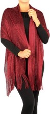 Women's Two Tone Modern Metallic Fishnet Acrylic Party Shawl Fringe Lurex Scarf