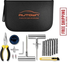 Kit de reparación de pinchazos con tapones (31 piezas) para coche y motocicleta