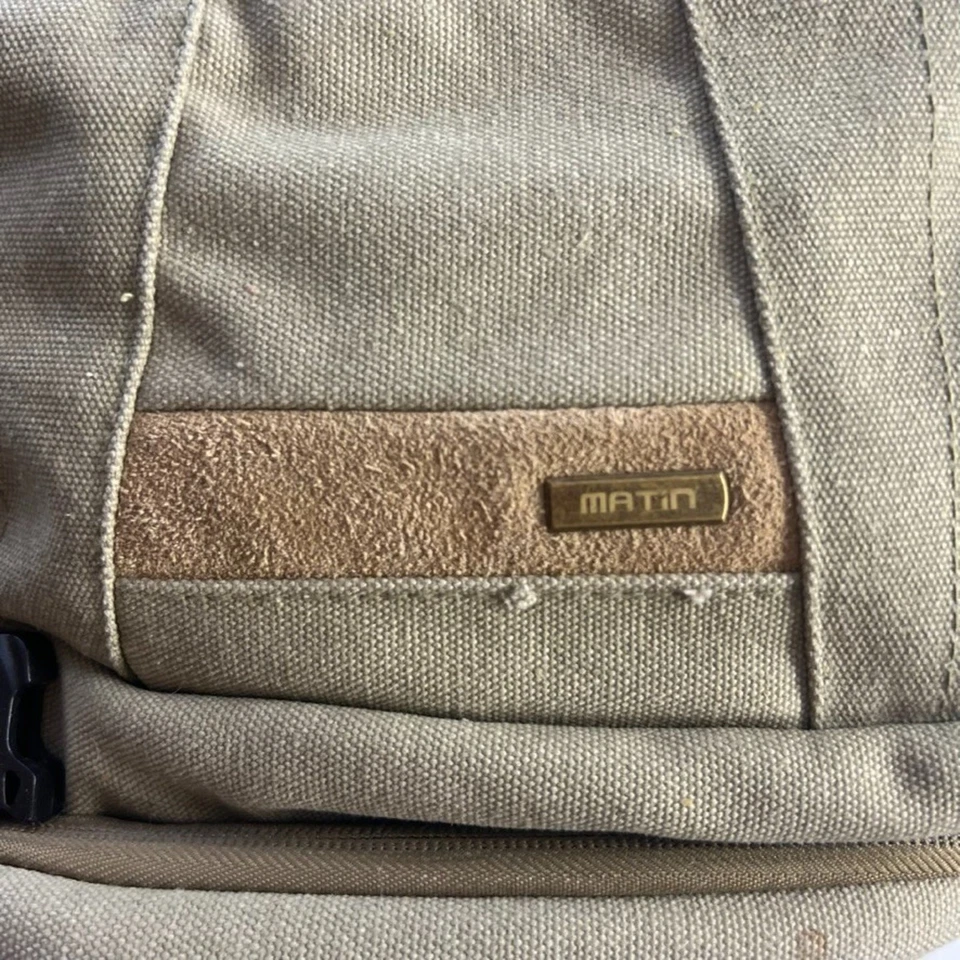 Matin Canvas Tan Camera Backpack Padded Inside Pockets Adjustable Straps - Image 3 of 4
