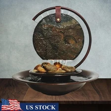 Indoor Water Fountain Relaxing Tabletop Decoration LED Light Home Decor New