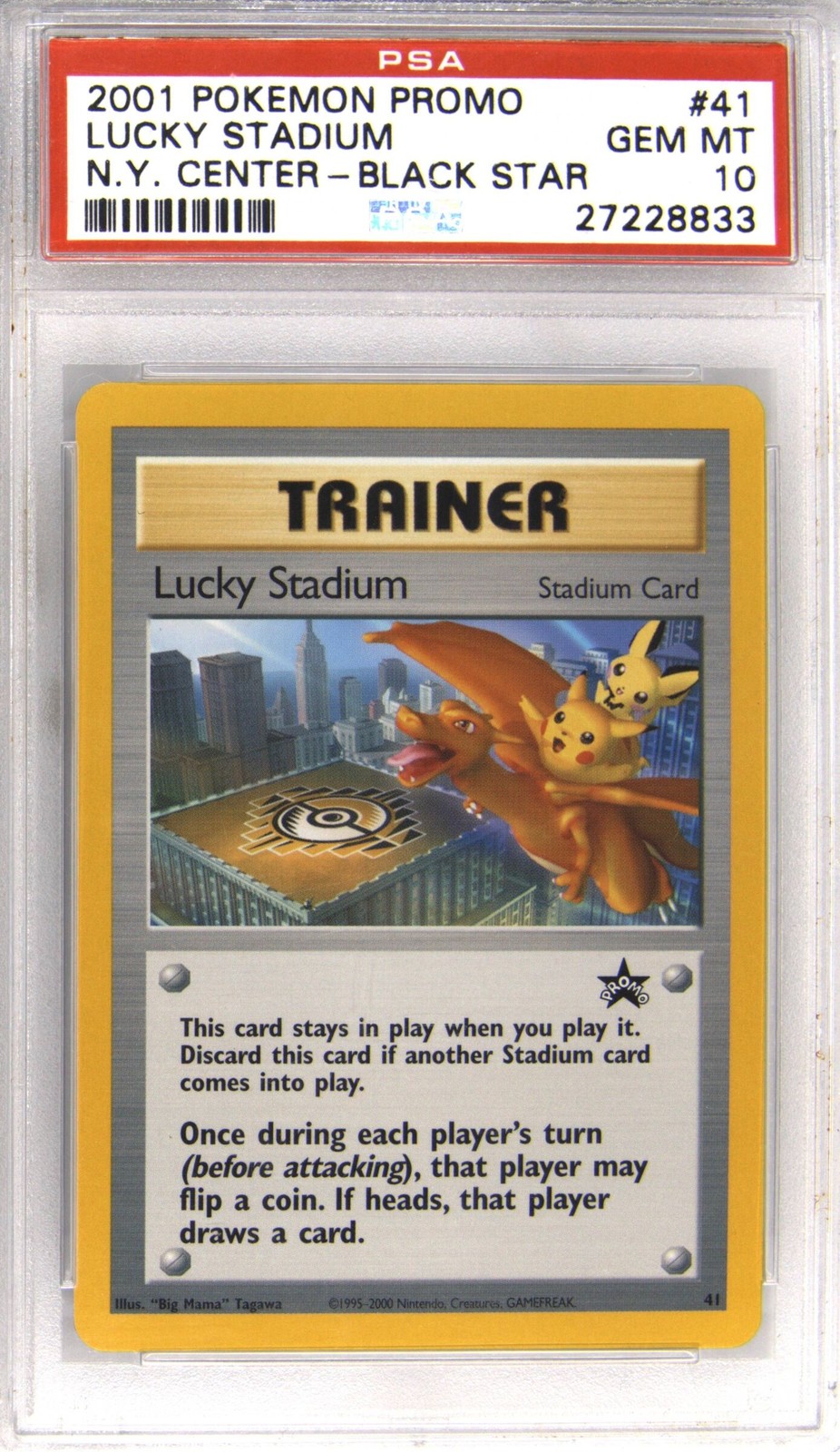 2001 POKEMON PROMO BLACK STAR #41 LUCKY STADIUM-N.Y. CENTER PSA 10