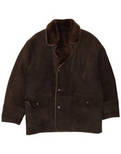 Giacca shearling uomo vintage UK 42 XL marrone shearling AV10