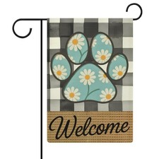 12x18 Inch Dog Paw Small Garden Flags For Outside Double Sided Spring Porch D...
