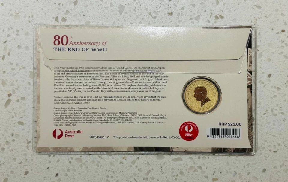 2025 Australia PNC 80th Anniversary of The End Of WWII Peace UNC $1 Coin - Image 2 of 2