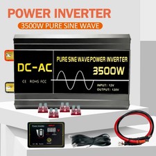 7000W Peak Car Power Inverter DC 12V to AC 110V 120V Solar Inverter RV 4 Sockets