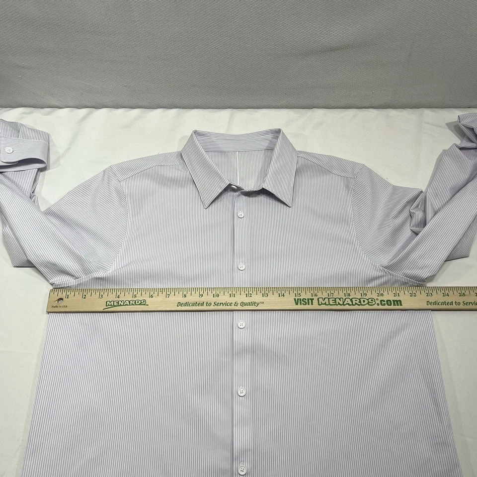 Lululemon Mens XL Venture Classic Button Down Long Sleeve Shirt Purple Striped - Image 4 of 4