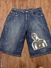 Vintage Makaveli Jean Shorts Mens 36 Blue Graphic Tupac Shakur Hip Hop Rap Y2K — photo 8