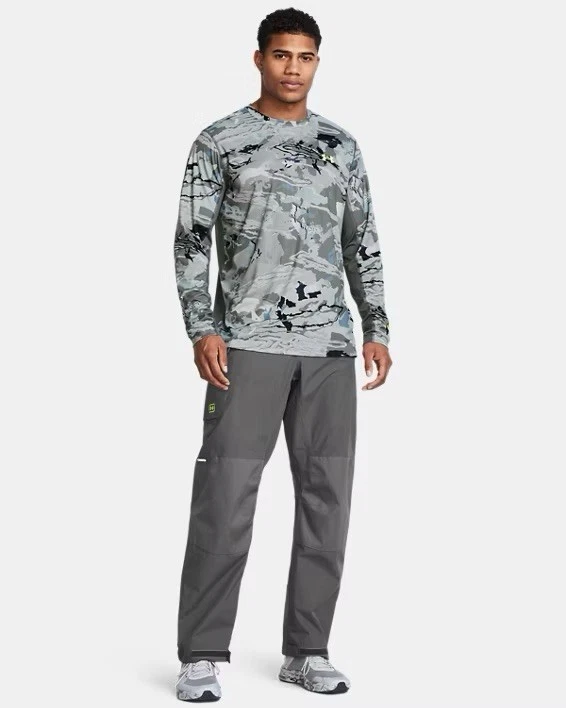 Calça de chuva masculina tamanho 2XL Under Armour Fish Elite cinza à prova de tempestade UA nova com etiquetas $225 - Imagem 2 de 4