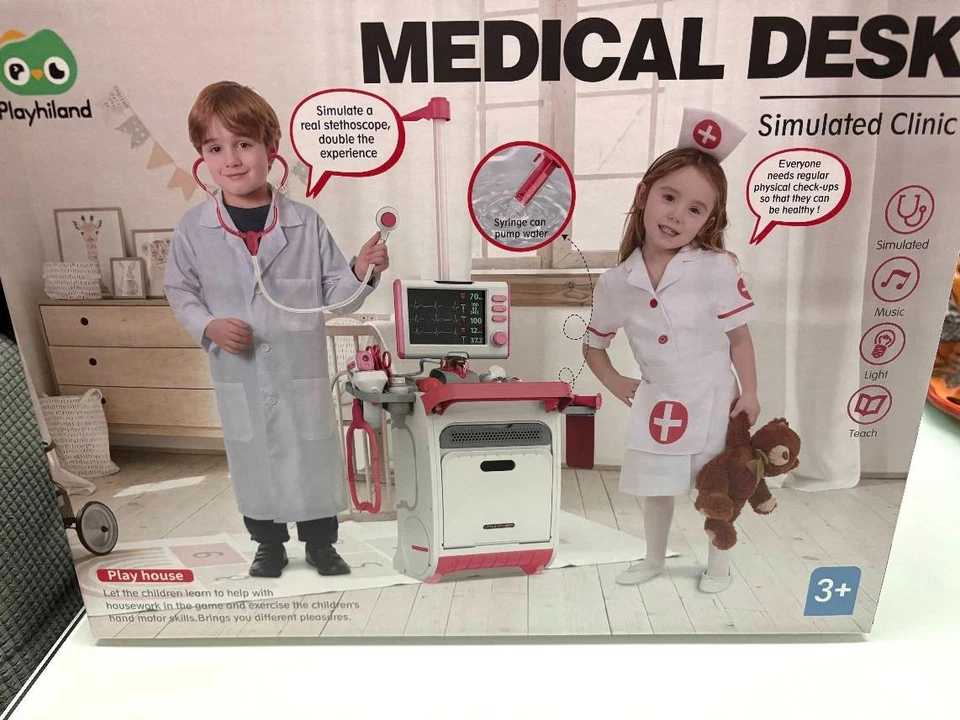 Play Doctor Kit for Kids Pretend Medical Set with Cart. In White/Red Deluxe Set - Image 2 of 4