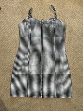 Forever 21 Women's NWOT Black & White Gingham Zip-Up Mini Dress (Size S) 