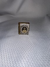 King George V Amber glass commemorative Coronation locket/Stamp box