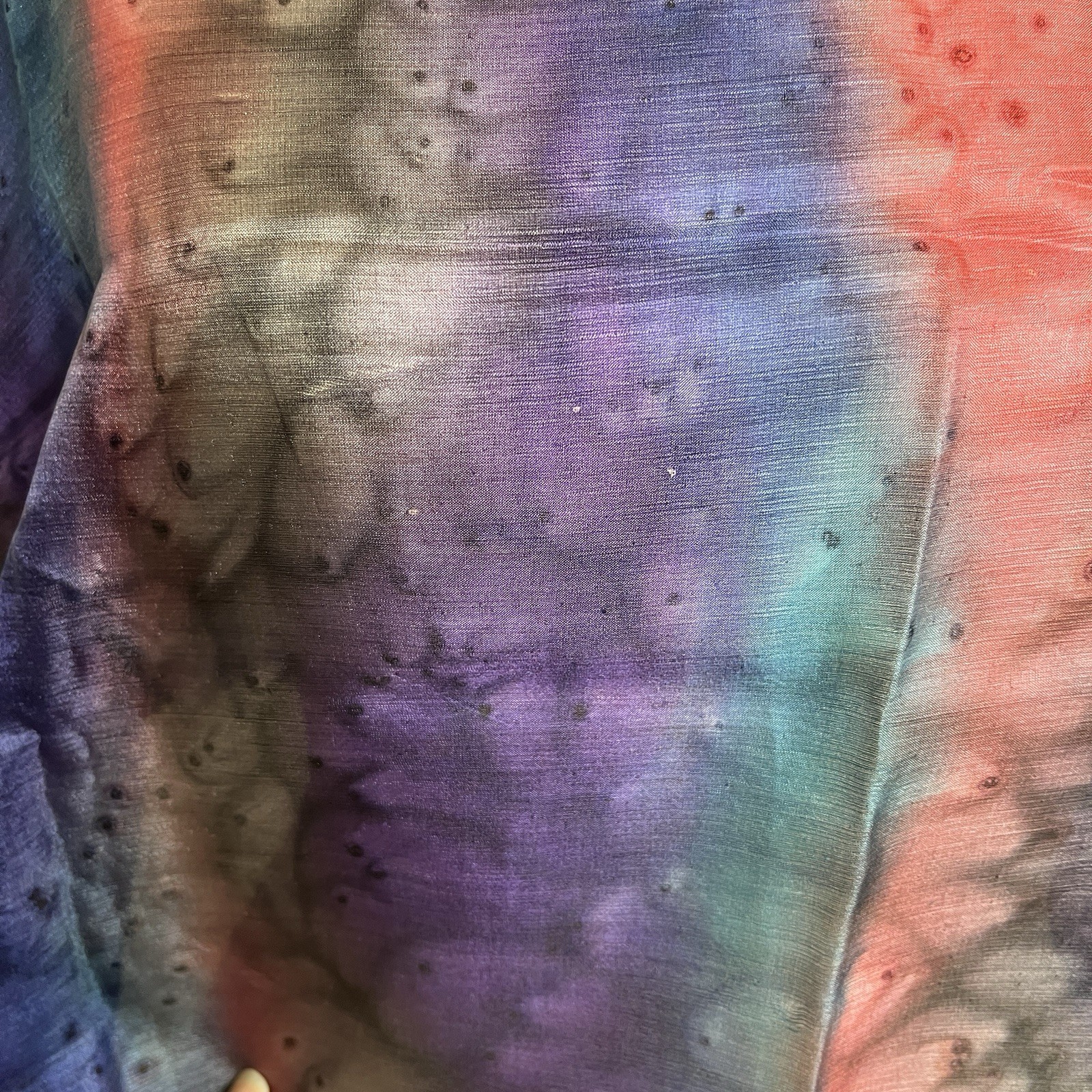 Multicolor Watercolor Rectangular Scarf with frin… - image 5