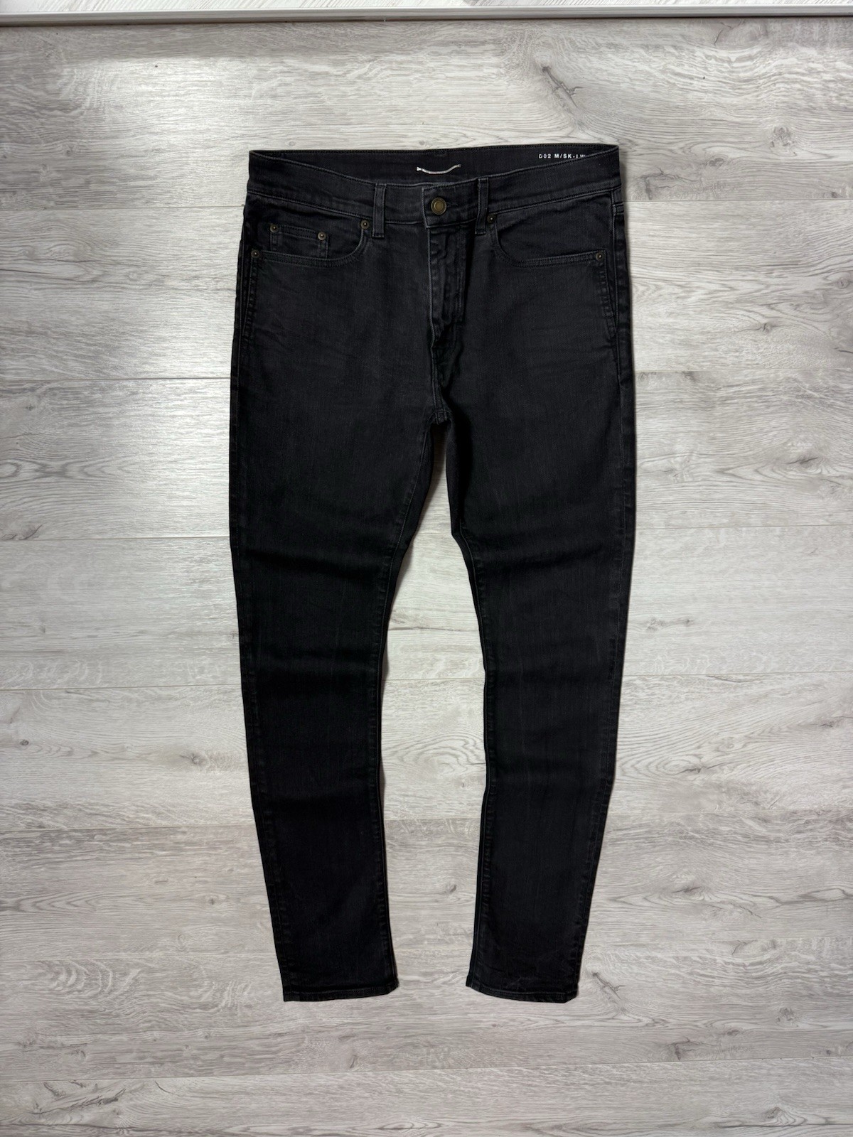 Pantaloni denim uomo jeans Saint Laurent Paris nero lavato D02 M SK LW taglia 33