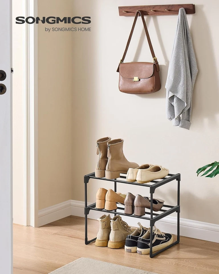 Zapatero SONGMICS, organizador de zapatos de 2 niveles, estante de almacenamiento de metal, vertical o vertical Foto 3 de 4
