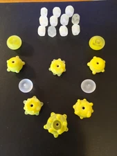 Handmade Lampwork Bead Set Frosty Lemonade Ann Divelbiss US Artist Yellow Dots