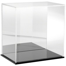 Plymor Clear Acrylic Case w/ Black Base Mirror Back , 12" W x 8" D x 12" H