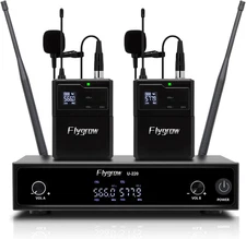 Dual Wireless Lavalier Microphone,Uhf Cordless Lavalier Mic System Set, Bodypack