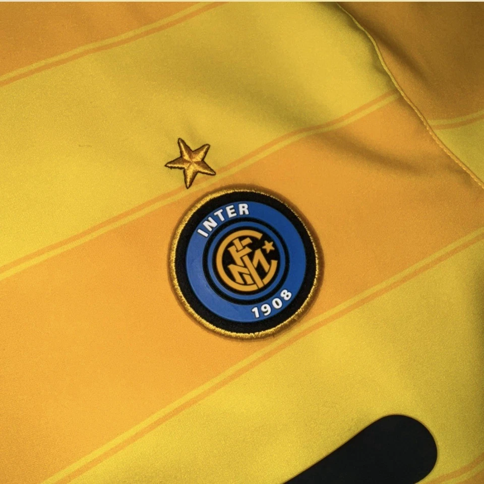 Vintage NIKE 2003-04 Inter Milan Away Football Shirt Soccer Jersey Sz MED Yellow - Image 4 of 4