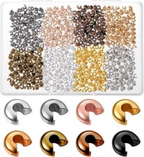 800Pcs 4mm Crimp Bead Covers Half Round Open Crimp Beads Knot Covers for Jewelry