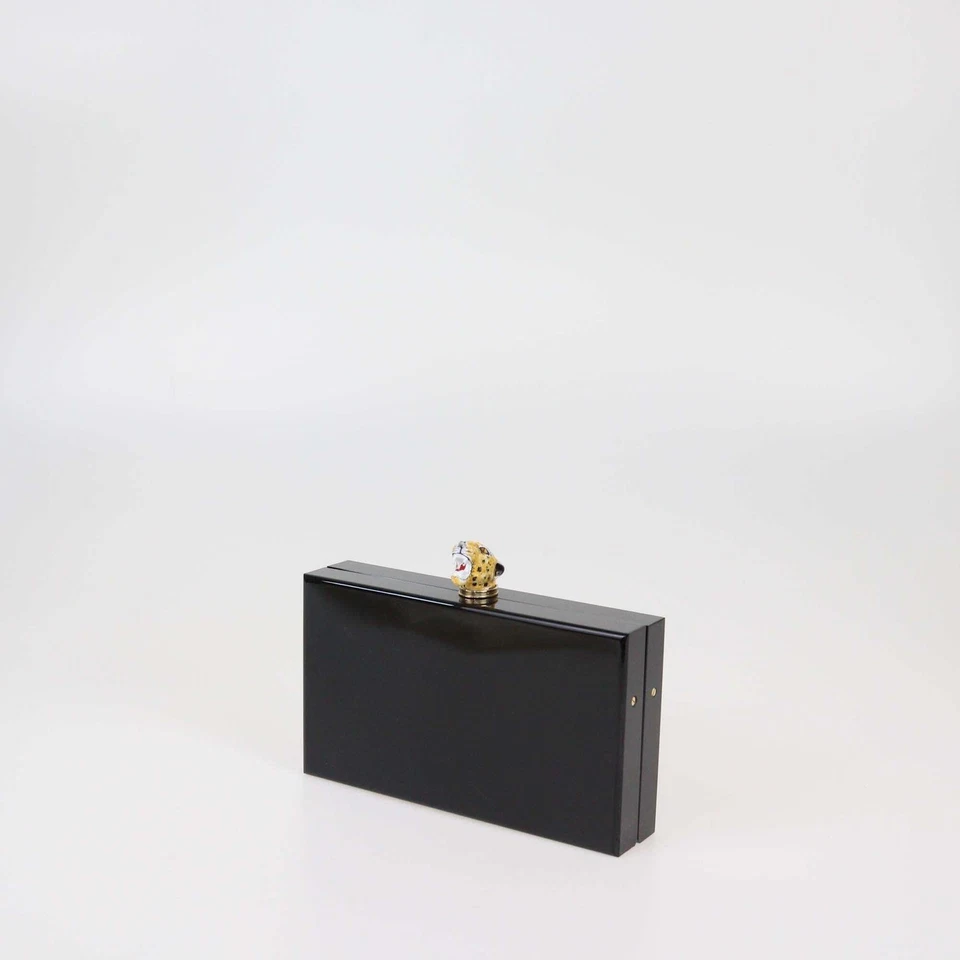 Charlotte Olympia Black Leopard Head Acrylic Clutch - Image 2 of 4