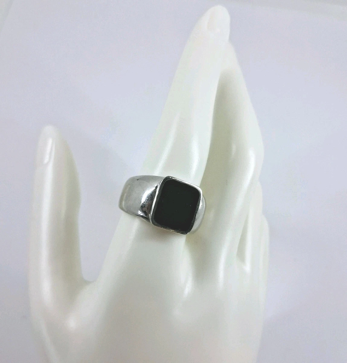Anello In Argento 925 Con Perla In Onice Nera Naturale – Fatto A Mano, TPJ