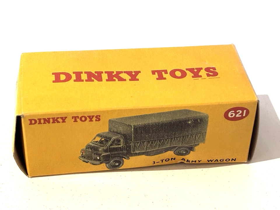 Camión clásico Dinky 1955 3 toneladas Army Wagon No.621 BB221 en caja 1,43 fundido a presión F1 Foto 3 de 4