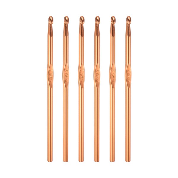 6 StüCk HäKelnadel Aluminum 5.5Mm Stricknadeln FüR Diy Bastelgarn Orange-image