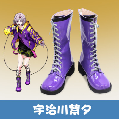 BanG Dream! Shu Ujigawa Epsilon Phi Cosplay Shoes Lace-up Mid Calf Boots /