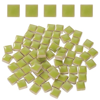100 g quadratische Mosaikfliesen, Keramikmosaikfliesen, 0,4 x 0,4 Zoll, hellgelb