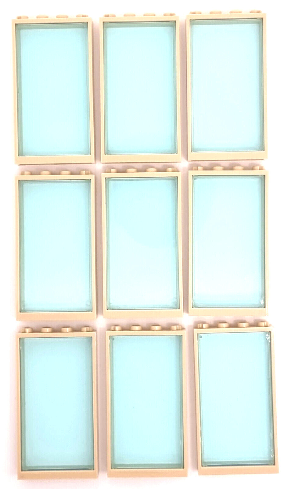 Конструктор LEGO Fenster 1x4x6 Rahmen бежевый с прозрачным стеклом / 9 штук