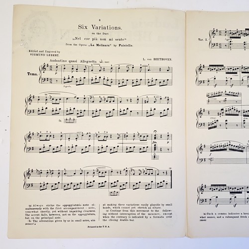 Vintage 6 Variations of Beethoven Duet Nel Cor Piu Non Mi Sento Sheet Music - Picture 5 of 10