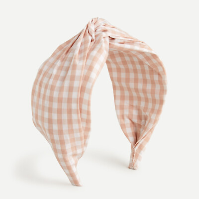 NWT $29 Women's Wide Cotton Warm Clay White Gingham Twist