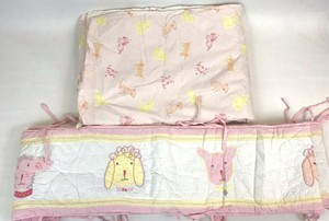 Pottery Barn Crib Nursery Quilt Bedding Duvet Bumper Set Dog Pink