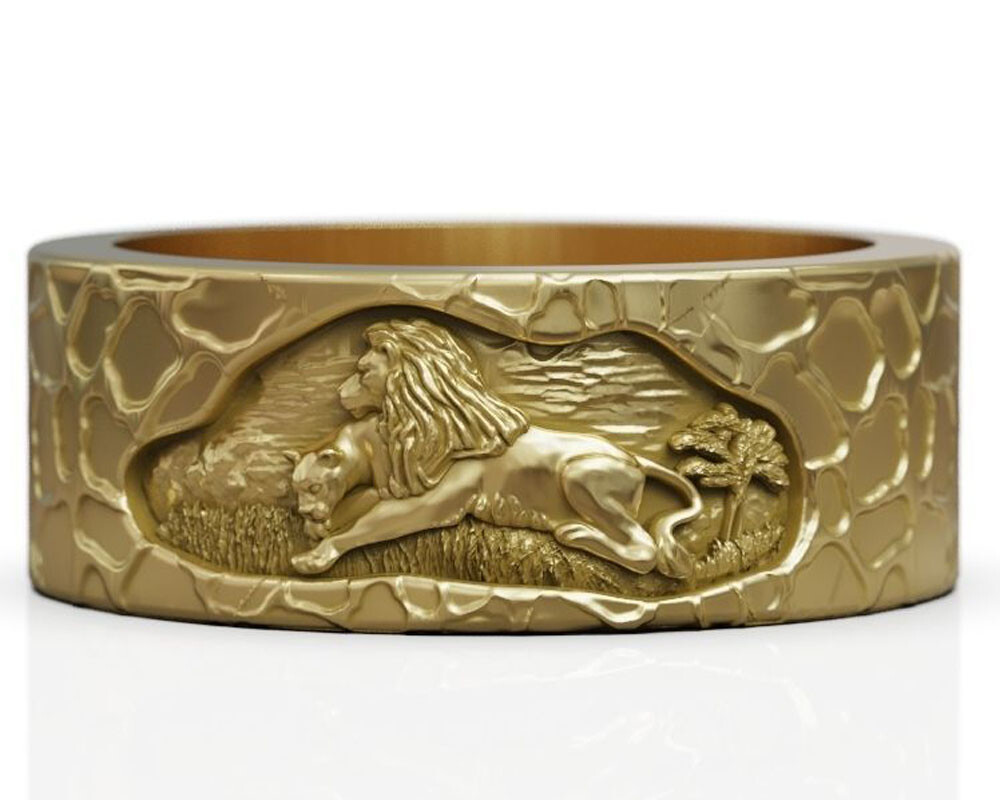 9g Lion Family Wedding Band Promise Rings in 925 Solid Sterling Silver-image