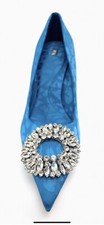 100 Authentic ZARA Blue Heels With Ornaments 89.90 Tax Size: 37