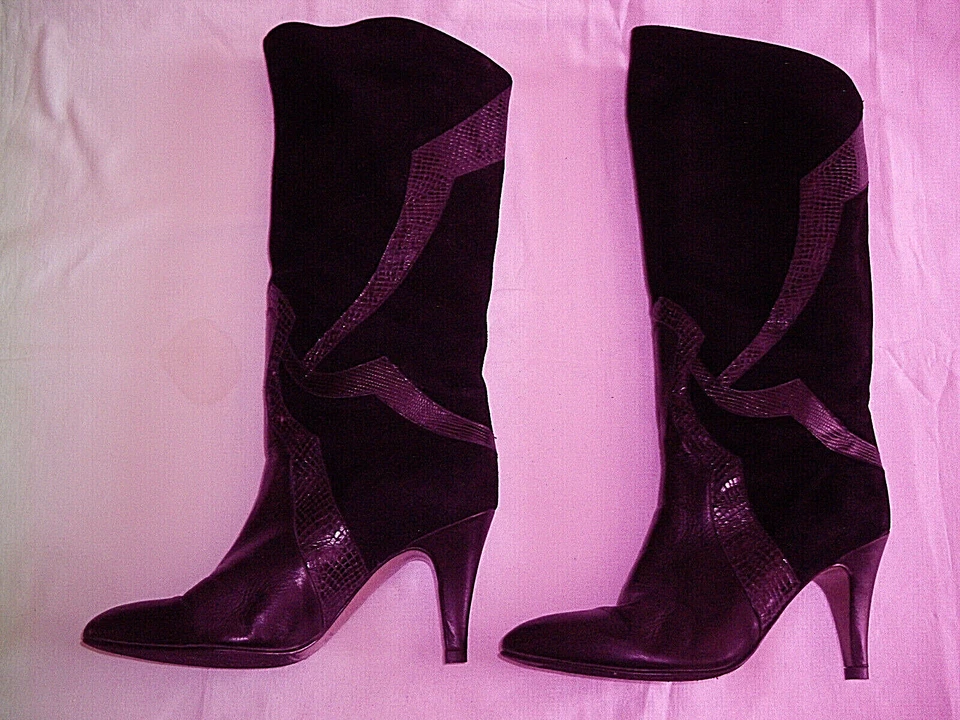 BOTTES PETER KAISER NUBUCK et CUIR VERNIS - Taille 38.5 - Talons 9 cm - NOIR - Photo 2/4