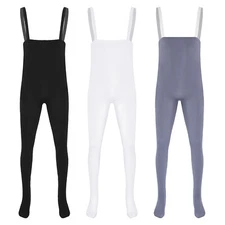 Men Ballet Dance Unitards High Waist Pantyhose Jumpsuit Stretchy Sling Dancewear