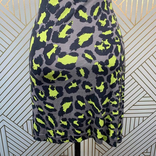 Diane von Furstenberg Vintage Ruched Dress Leopard Print Neon Green Size 2 - Picture 9 of 11