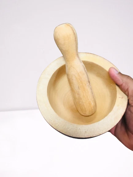 Wooden Mortar and Pestle Set Classic Natural Grind Spice & Herbs Reusable new