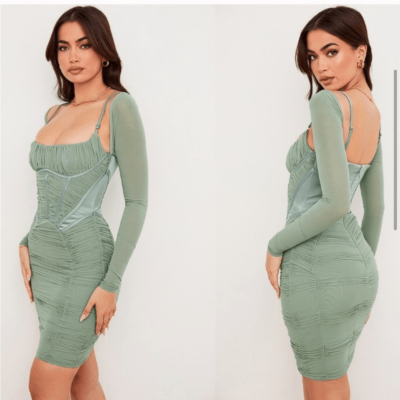 House of CB Freyja Green Gathered Corset Midi Dress bodycon size s ruched | eBay House of CB Freyja Green Gathered Corset Midi Dress bodycon size s ruched | eBay