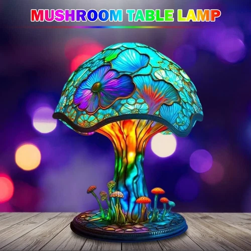 Vintage Table Lamp Mushroom Table Lamps Stained Bohemian Resin Night Light Lamp - Picture 4 of 21