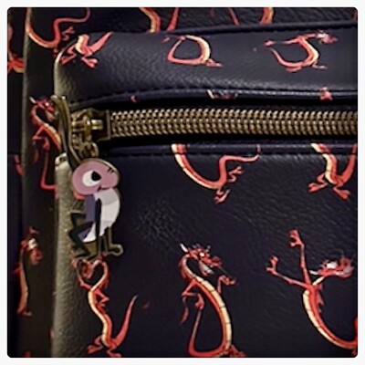 Loungefly Disney Mulan Mushu Navy Blue Leather mini backpack Loungefly Disney Princess Mulan Mushu Dragon Allover Print  main image 2