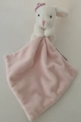 3029🌟DOUDOU ET COMPAGNIE Lapin Mouchoir rose blanc noeud DOUX - Photo 1/4