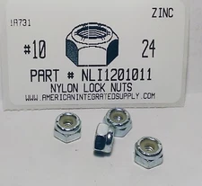 #10-24 Nylon Insert Lock Nuts Steel Zinc Plated (100)